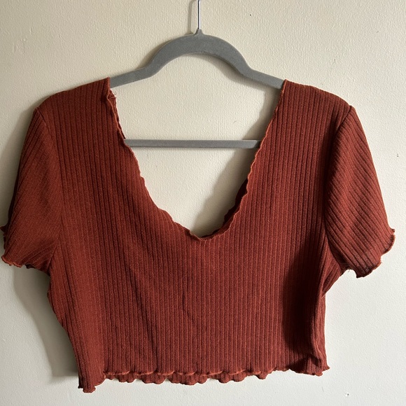 SHEIN Plus V-neck Rib-knit Tee - Picture 3 of 6